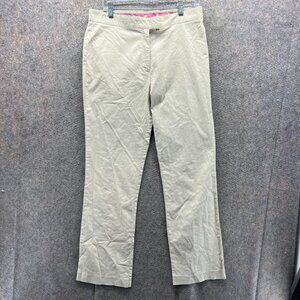 Lilly Pulitzer Pants Women 10 Khaki Cotton Spandex Straight Pink Palm Trouser